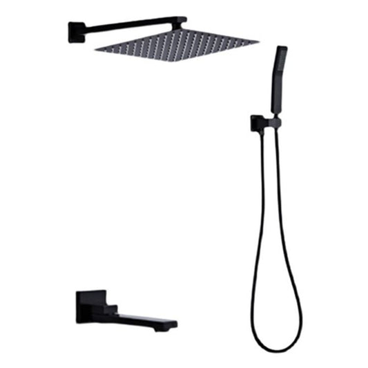 Modern Square Swivel Shower Metal Shower Head Shower Faucet On Wall in Black Clearhalo 'Bathroom Remodel & Bathroom Fixtures' 'Home Improvement' 'home_improvement' 'home_improvement_shower_faucets' 'Shower Faucets & Systems' 'shower_faucets' 'Showers & Bathtubs Plumbing' 'Showers & Bathtubs' 1200x1200_2b61bcd6-89d2-4ccb-b7a7-a504fff248df