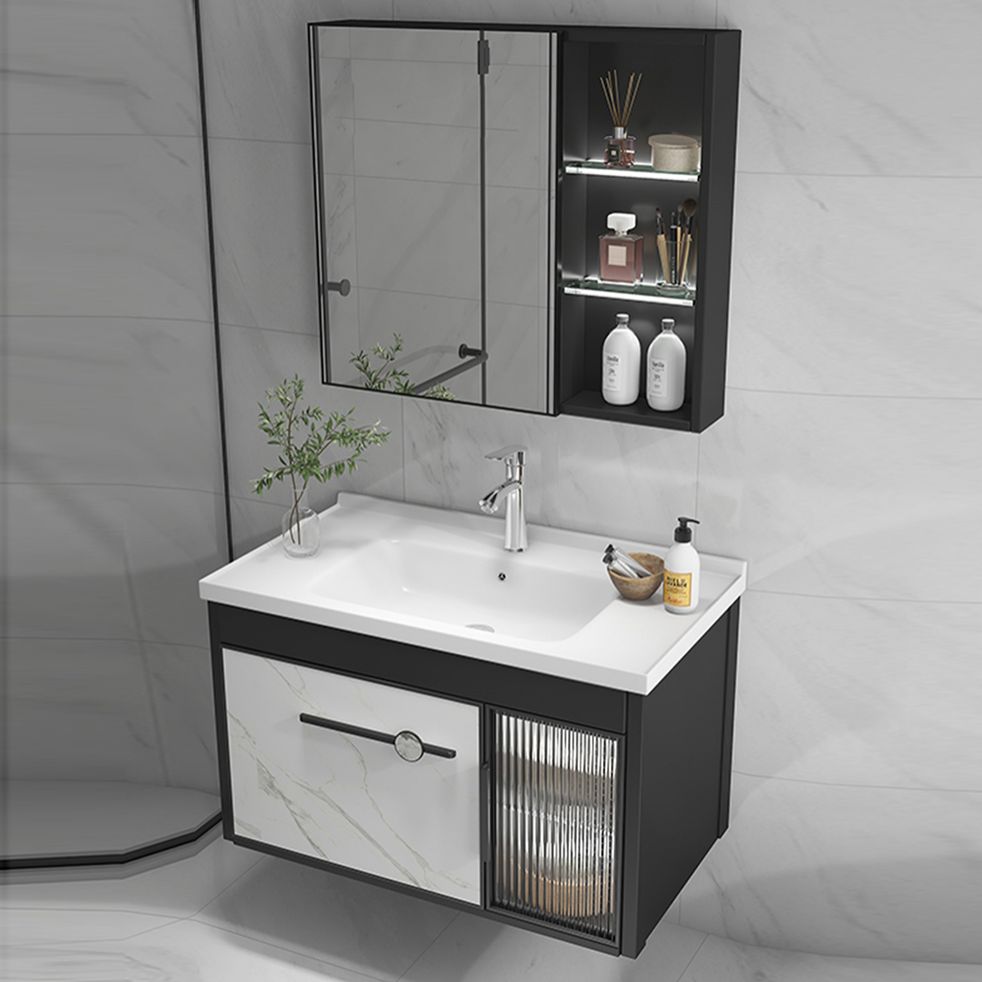 Single Sink Metal Frame Vanity Modern Black Wall Mount Rectangular Vanity Set Clearhalo 'Bathroom Remodel & Bathroom Fixtures' 'Bathroom Vanities' 'bathroom_vanities' 'Home Improvement' 'home_improvement' 'home_improvement_bathroom_vanities' 1200x1200_2b697e19-2e01-4176-9a75-83359eab80db
