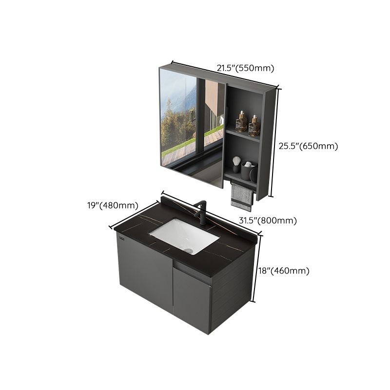 Wall Mount Bathroom Vanity Modern Single-Sink Gray Rectangular Vanity Set Clearhalo 'Bathroom Remodel & Bathroom Fixtures' 'Bathroom Vanities' 'bathroom_vanities' 'Home Improvement' 'home_improvement' 'home_improvement_bathroom_vanities' 1200x1200_2b69ee8b-ff10-4322-863c-d28c01e32d87