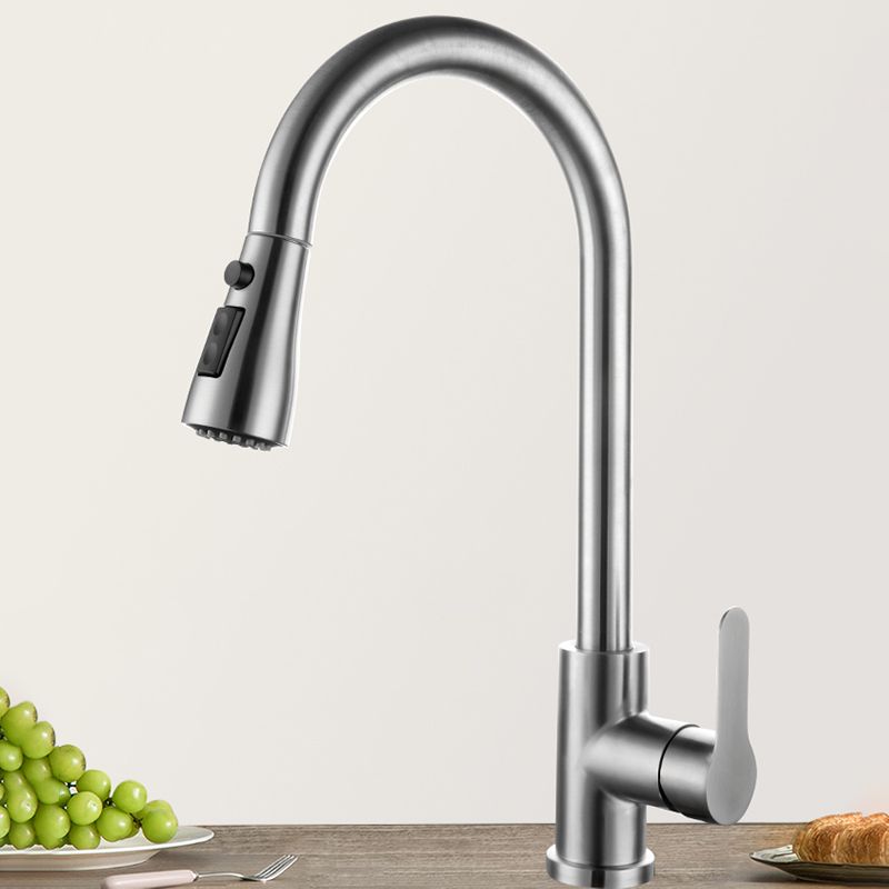 Kitchen Bar Faucet 304 Stainless Steel Swivel Spout with Pull Out Sprayer Clearhalo 'Home Improvement' 'home_improvement' 'home_improvement_kitchen_faucets' 'Kitchen Faucets' 'Kitchen Remodel & Kitchen Fixtures' 'Kitchen Sinks & Faucet Components' 'kitchen_faucets' 1200x1200_2b789521-96d1-4af8-8b78-be9a74225ad7