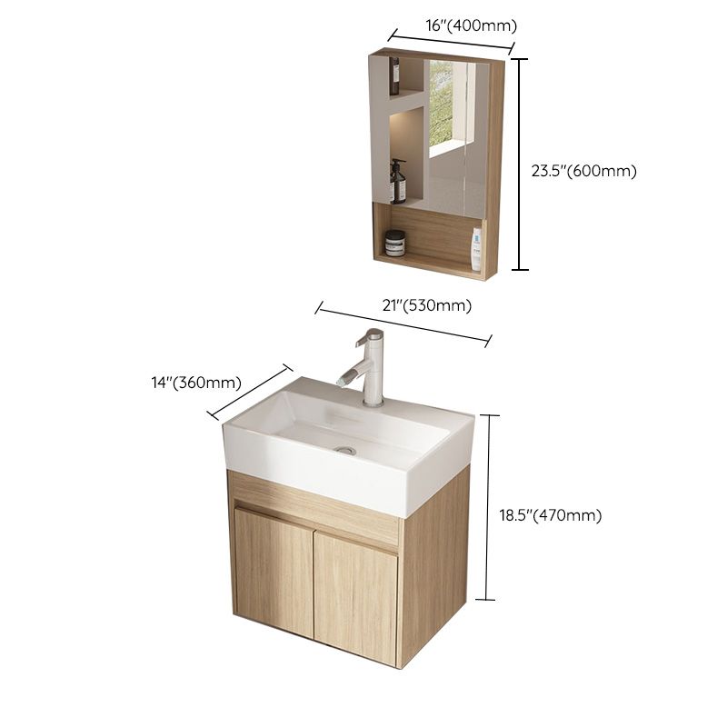 Basic Wooden Sink Vanity Wall-Mounted Vanity Cabinet with Mirror Cabinet Clearhalo 'Bathroom Remodel & Bathroom Fixtures' 'Bathroom Vanities' 'bathroom_vanities' 'Home Improvement' 'home_improvement' 'home_improvement_bathroom_vanities' 1200x1200_2b7cac73-0cec-4751-8a5f-da44ffe9d1b6
