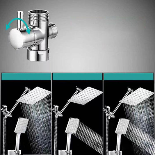 Contemporary Pull Down Dual Shower Head Square High Arch Shower Head Combo in Chrome Clearhalo 'Bathroom Remodel & Bathroom Fixtures' 'Home Improvement' 'home_improvement' 'home_improvement_shower_heads' 'Shower Heads' 'shower_heads' 'Showers & Bathtubs Plumbing' 'Showers & Bathtubs' 1200x1200_2b968336-8c71-4370-9c11-255ceee9c9a3