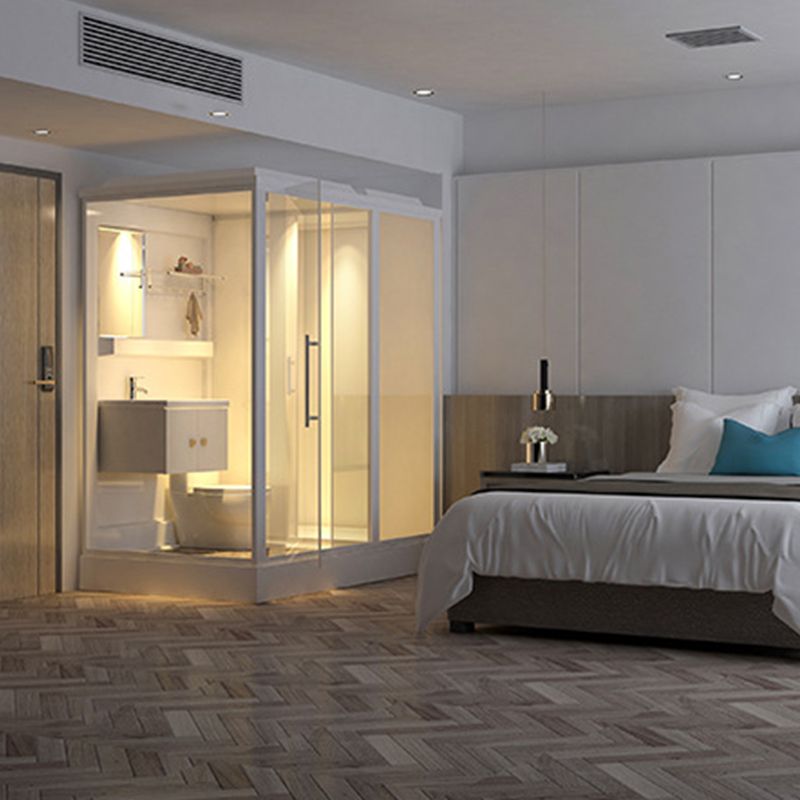 Single Sliding Shower Stall 91" H Framed Rectangle Shower Stall with White Base Clearhalo 'Bathroom Remodel & Bathroom Fixtures' 'Home Improvement' 'home_improvement' 'home_improvement_shower_stalls_enclosures' 'Shower Stalls & Enclosures' 'shower_stalls_enclosures' 'Showers & Bathtubs' 1200x1200_2bac62a6-36c0-4c8d-bfee-c34396ebab02