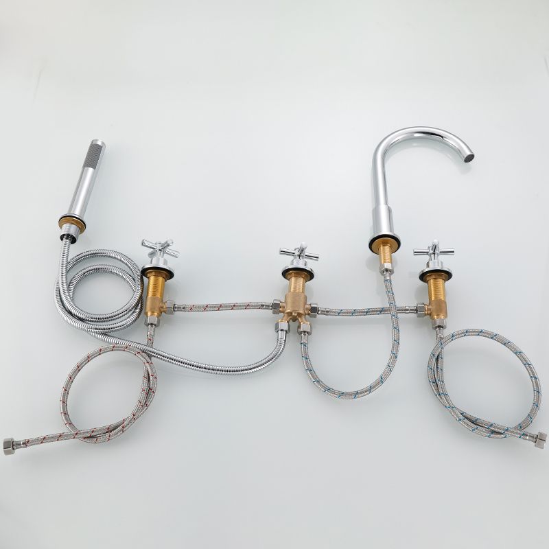 Traditional Roman Tub Faucet Set Copper Deck Mounted Triple Handle Roman Bathtub Faucet Clearhalo 'Bathroom Remodel & Bathroom Fixtures' 'Bathtub Faucets' 'bathtub_faucets' 'Home Improvement' 'home_improvement' 'home_improvement_bathtub_faucets' 1200x1200_2bb81828-d9c0-48e8-aa70-36309cded70d