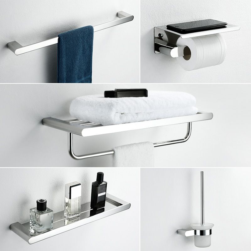 Contemporary Bathroom Accessory As Individual Or As a Set in Silver Clearhalo 'Bathroom Hardware Sets' 'Bathroom Hardware' 'Bathroom Remodel & Bathroom Fixtures' 'bathroom_hardware_sets' 'Home Improvement' 'home_improvement' 'home_improvement_bathroom_hardware_sets' 1200x1200_2bcc2f21-3115-435e-93bb-3c3ff086d0b7
