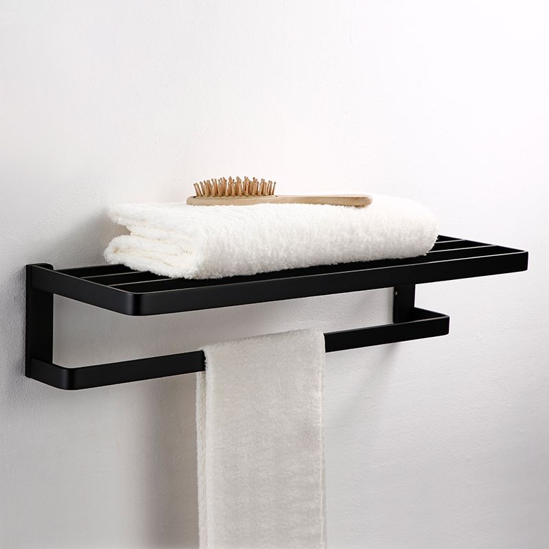 Black Bathroom Accessories Hardware Set with Towel Bar and Bath Shelf Clearhalo 'Bathroom Hardware Sets' 'Bathroom Hardware' 'Bathroom Remodel & Bathroom Fixtures' 'bathroom_hardware_sets' 'Home Improvement' 'home_improvement' 'home_improvement_bathroom_hardware_sets' 1200x1200_2bd128a9-4633-4cda-9777-17bfb08f131e