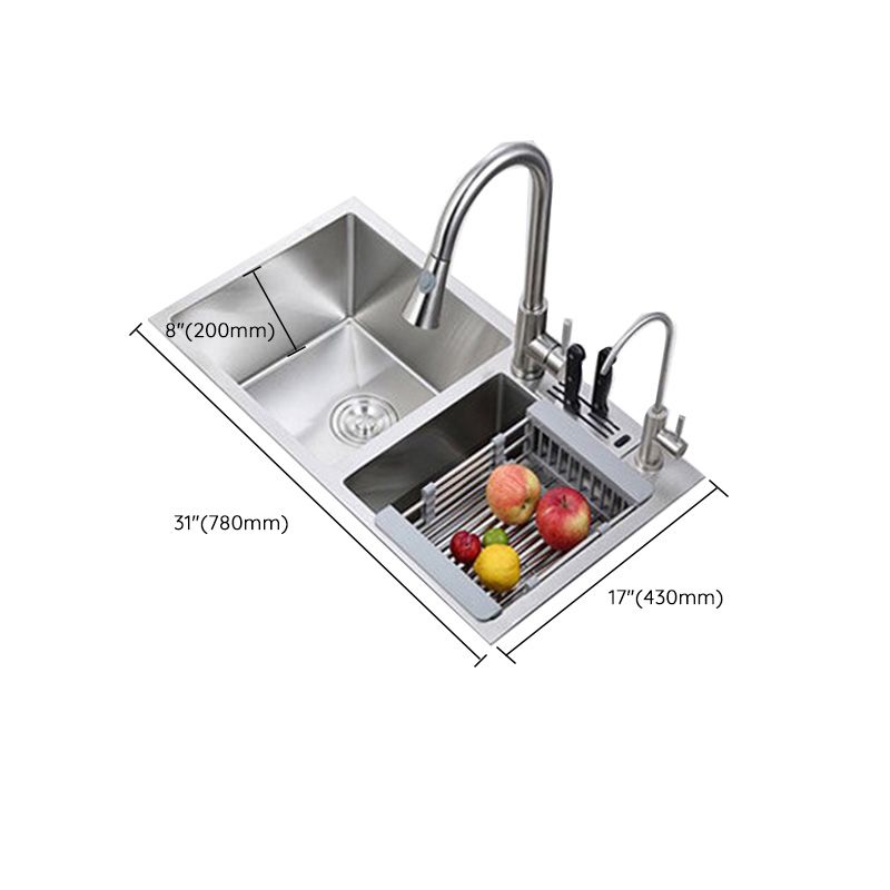 Double Basin Kitchen Sink Contemporary with Drain Assembly Sink Clearhalo 'Home Improvement' 'home_improvement' 'home_improvement_kitchen_sinks' 'Kitchen Remodel & Kitchen Fixtures' 'Kitchen Sinks & Faucet Components' 'Kitchen Sinks' 'kitchen_sinks' 1200x1200_2bd2e477-9512-473f-85e0-f2d58f2d5528