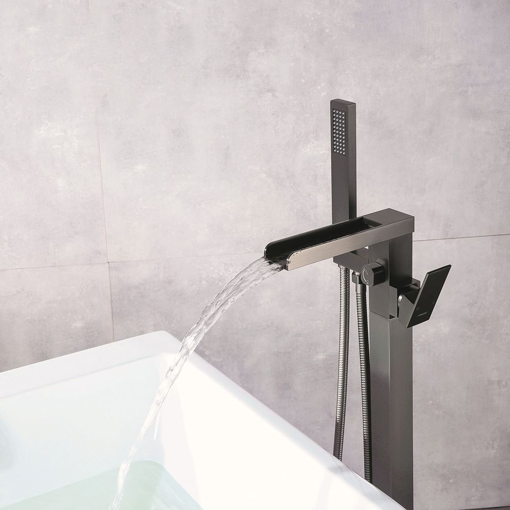 Floor Mounted Metal Freestanding Tub Filler 1 Handle Freestanding Faucet with Hose Clearhalo 'Bathroom Remodel & Bathroom Fixtures' 'Bathtub Faucets' 'bathtub_faucets' 'Home Improvement' 'home_improvement' 'home_improvement_bathtub_faucets' 1200x1200_2bdc2d59-7f99-448e-9f5f-6f3f7a795d1f