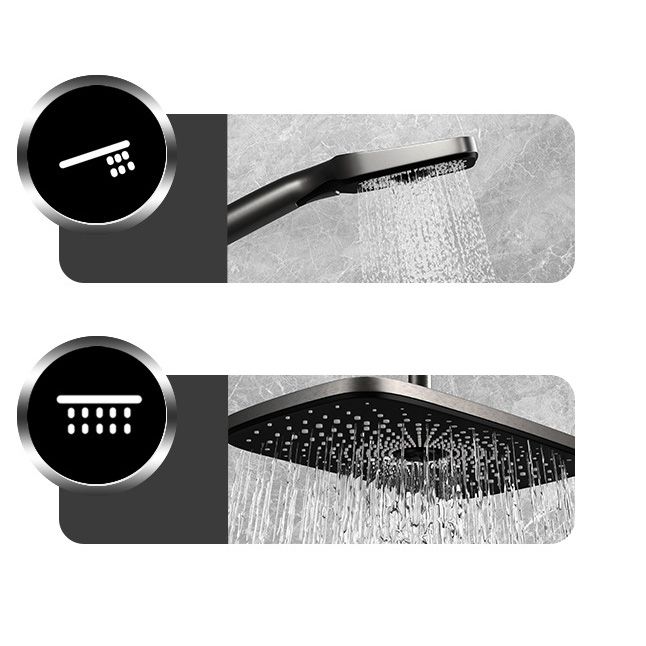 Wall Mounted Modern Square Metal Shower Brass Shower Head Shower Faucet in Gray Clearhalo 'Bathroom Remodel & Bathroom Fixtures' 'Home Improvement' 'home_improvement' 'home_improvement_shower_faucets' 'Shower Faucets & Systems' 'shower_faucets' 'Showers & Bathtubs Plumbing' 'Showers & Bathtubs' 1200x1200_2be3bbe0-c3e3-40c6-bccc-9ceecd1d2a1a