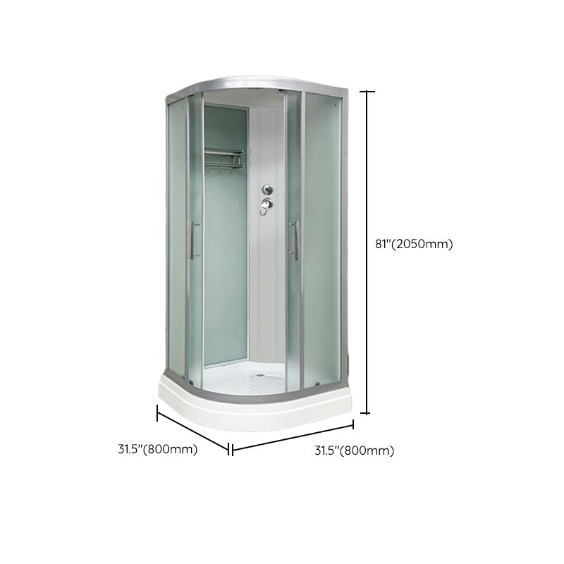 Double Sliding Rounded Shower Stall Frosted Tempered Glass Shower Kit Clearhalo 'Bathroom Remodel & Bathroom Fixtures' 'Home Improvement' 'home_improvement' 'home_improvement_shower_stalls_enclosures' 'Shower Stalls & Enclosures' 'shower_stalls_enclosures' 'Showers & Bathtubs' 1200x1200_2be413c9-8ec3-4358-9c0f-6dbc1bff585b