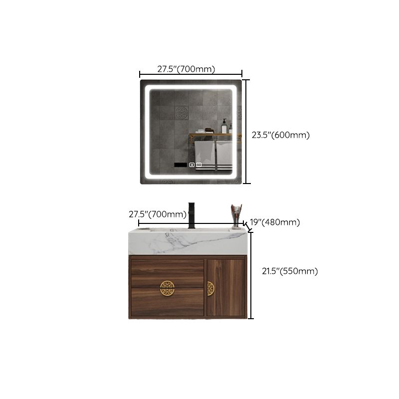 Wood Frame Vanity 2 Drawers Wall Mount Single Sink Rectangle Bathroom Vanity with Mirror Clearhalo 'Bathroom Remodel & Bathroom Fixtures' 'Bathroom Vanities' 'bathroom_vanities' 'Home Improvement' 'home_improvement' 'home_improvement_bathroom_vanities' 1200x1200_2c19fccd-6ed4-4db8-af0d-057ff5037fa6