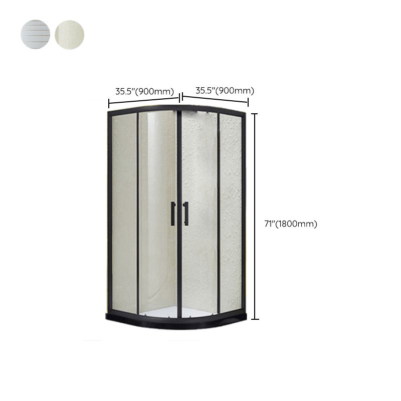 Black Framed Shower Kit Double Sliding Rounded Shower Kit with 2 Door Handle Clearhalo 'Bathroom Remodel & Bathroom Fixtures' 'Home Improvement' 'home_improvement' 'home_improvement_shower_stalls_enclosures' 'Shower Stalls & Enclosures' 'shower_stalls_enclosures' 'Showers & Bathtubs' 1200x1200_2c1b5a18-36d1-45bc-a765-0a66dea6ee36