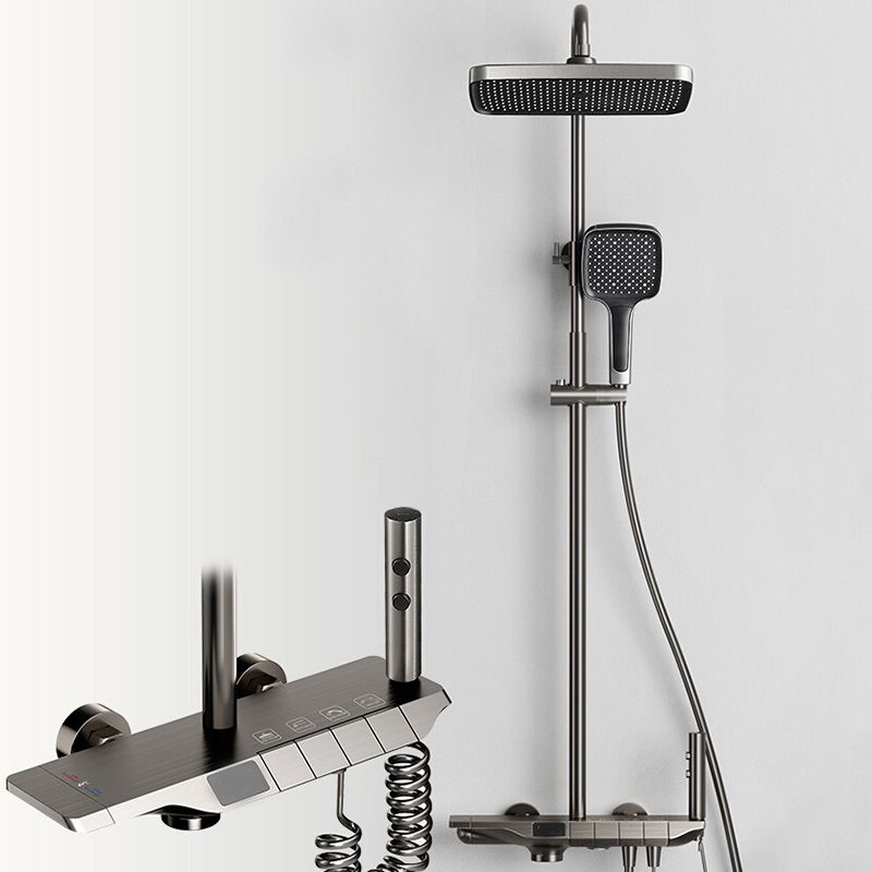 Modern Thermostatic Shower System Solid Color Slide Bar Included Shower Head Combo Clearhalo 'Bathroom Remodel & Bathroom Fixtures' 'Home Improvement' 'home_improvement' 'home_improvement_shower_faucets' 'Shower Faucets & Systems' 'shower_faucets' 'Showers & Bathtubs Plumbing' 'Showers & Bathtubs' 1200x1200_2c3941d9-1e10-49fb-9dfb-bf59a3adbb95