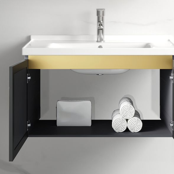 Vanity Sink Rectangular Ceramic Sink Drawer Storage Shelf Vanity Sink Clearhalo 'Bathroom Remodel & Bathroom Fixtures' 'Bathroom Vanities' 'bathroom_vanities' 'Home Improvement' 'home_improvement' 'home_improvement_bathroom_vanities' 1200x1200_2c5e9707-9525-4a5c-8dc3-b69c5af02820