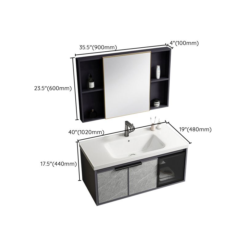 Single Sink Bathroom Sink Vanity Metal Wall Mounted Bathroom Sink Vanity Clearhalo 'Bathroom Remodel & Bathroom Fixtures' 'Bathroom Vanities' 'bathroom_vanities' 'Home Improvement' 'home_improvement' 'home_improvement_bathroom_vanities' 1200x1200_2c5ff0aa-81b6-429d-ae7e-18a495a54878