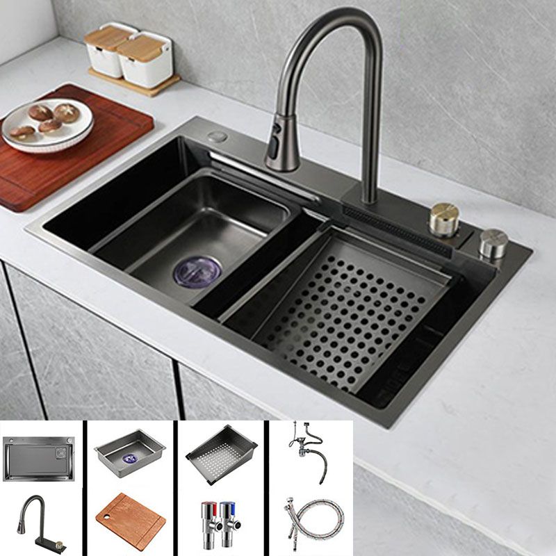 Modern Kitchen Sink Stainless Steel with Accessories Faucet Cutting-Board Prep Station Clearhalo 'Home Improvement' 'home_improvement' 'home_improvement_kitchen_sinks' 'Kitchen Remodel & Kitchen Fixtures' 'Kitchen Sinks & Faucet Components' 'Kitchen Sinks' 'kitchen_sinks' 1200x1200_2c833558-3ad8-4160-93a3-0be237065f2e