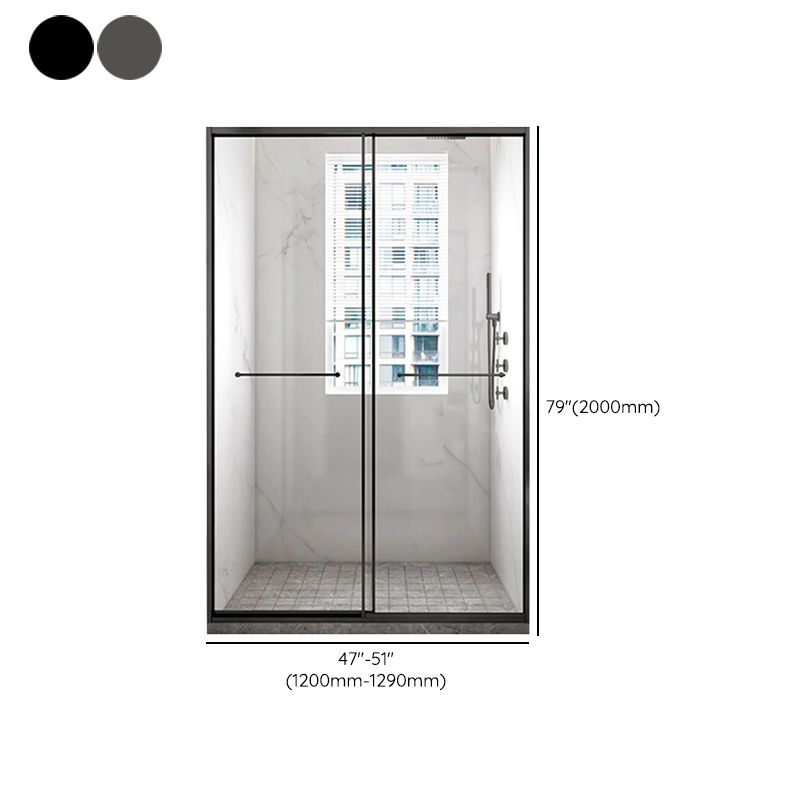 Tempered Shower Bath Door Transparent Metal Framed Sliding Shower Door Clearhalo 'Bathroom Remodel & Bathroom Fixtures' 'Home Improvement' 'home_improvement' 'home_improvement_shower_tub_doors' 'Shower and Tub Doors' 'shower_tub_doors' 'Showers & Bathtubs' 1200x1200_2c8f5630-58b7-4c7f-86e4-21309d51c4ad