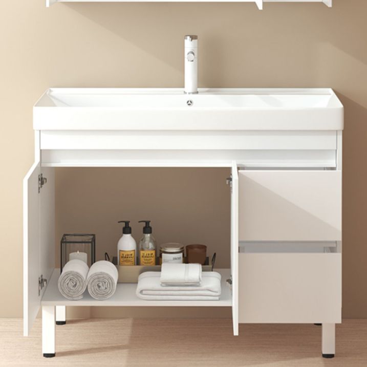 Wooden Sink Vanity Modern White Single-Sink Rectangular Vanity Set Clearhalo 'Bathroom Remodel & Bathroom Fixtures' 'Bathroom Vanities' 'bathroom_vanities' 'Home Improvement' 'home_improvement' 'home_improvement_bathroom_vanities' 1200x1200_2c90a404-5f95-4922-aa81-39f2eec0a648