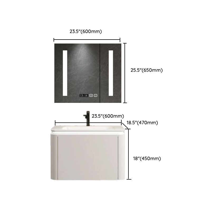 Wall Mounted Bathroom Vanity Mirror Drawer Single Sink Wood Rectangular in White Clearhalo 'Bathroom Remodel & Bathroom Fixtures' 'Bathroom Vanities' 'bathroom_vanities' 'Home Improvement' 'home_improvement' 'home_improvement_bathroom_vanities' 1200x1200_2cb4a1d7-c309-4342-85aa-75680d2ed8f3