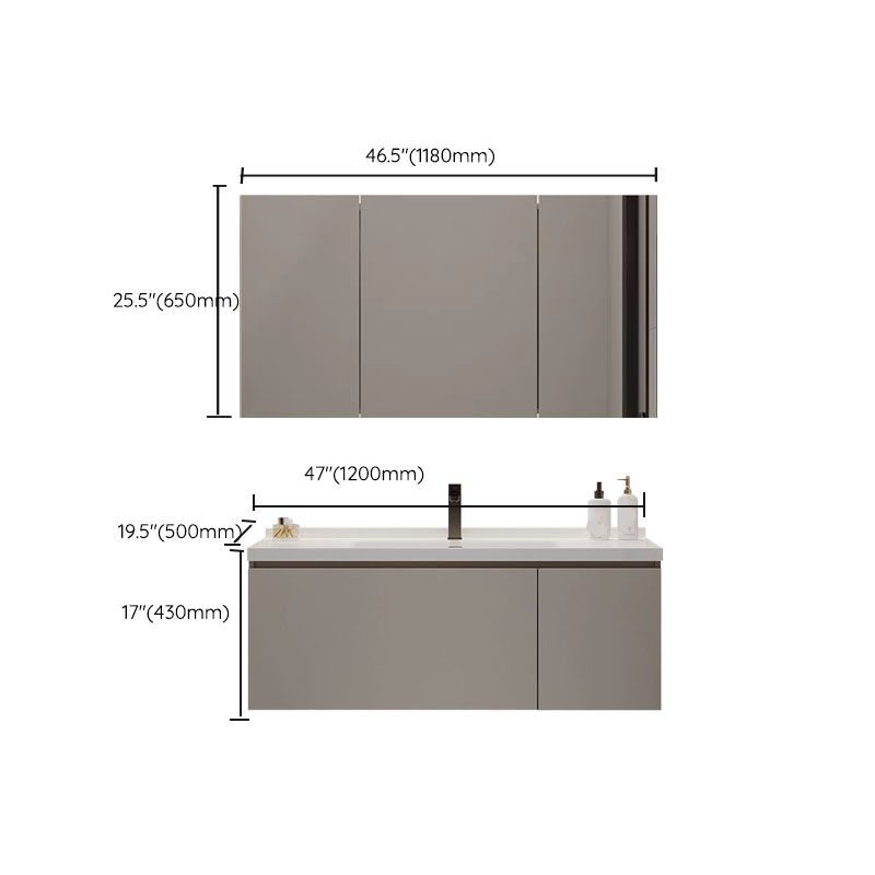 Single Sink Bathroom Vanity Set Overflow Wood Frame Wall Mounted with Drawer Clearhalo 'Bathroom Remodel & Bathroom Fixtures' 'Bathroom Vanities' 'bathroom_vanities' 'Home Improvement' 'home_improvement' 'home_improvement_bathroom_vanities' 1200x1200_2ccd06d8-9566-4137-ad2d-64b792e11389