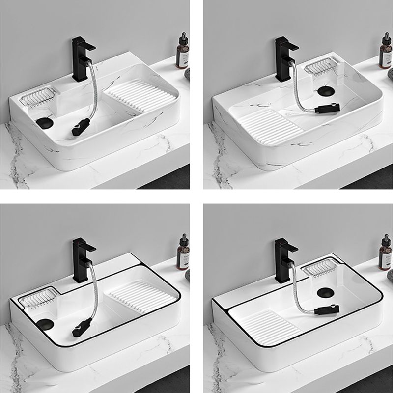 Contemporary Bathroom Sink Porcelain Solid Color Rectangular Vessel Sink with Pop-Up Drain Clearhalo 'Bathroom Remodel & Bathroom Fixtures' 'Bathroom Sinks & Faucet Components' 'Bathroom Sinks' 'bathroom_sink' 'Home Improvement' 'home_improvement' 'home_improvement_bathroom_sink' 1200x1200_2ccd1f84-7ec5-4991-b39a-74f7d3d32eb1