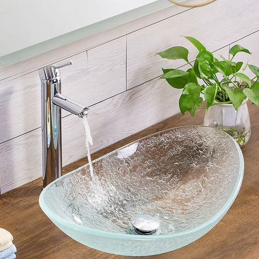 Contemporary Vessel Oval Glass with Pop-Up Drain Vessel Lavatory Sink Clearhalo 'Bathroom Remodel & Bathroom Fixtures' 'Bathroom Sinks & Faucet Components' 'Bathroom Sinks' 'bathroom_sink' 'Home Improvement' 'home_improvement' 'home_improvement_bathroom_sink' 1200x1200_2cd75c8b-971e-46f2-a3e9-e10c4ee1f463