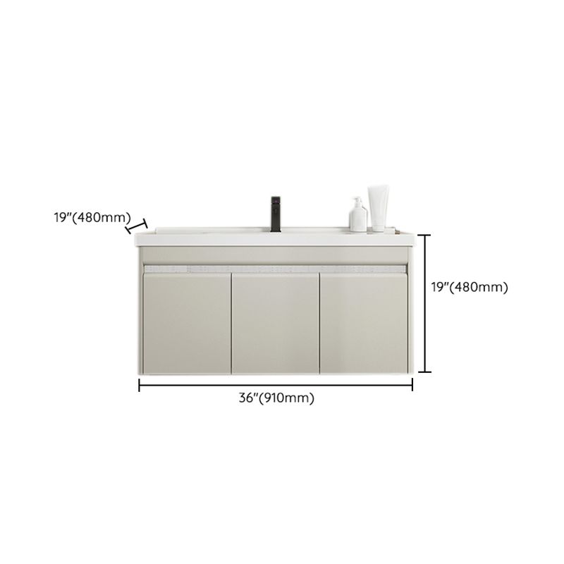 Modern Metal Sink Vanity Wall Mount Khaki Tone Bathroom Vanity with Mirror Cabinet Clearhalo 'Bathroom Remodel & Bathroom Fixtures' 'Bathroom Vanities' 'bathroom_vanities' 'Home Improvement' 'home_improvement' 'home_improvement_bathroom_vanities' 1200x1200_2d00f487-634e-4932-b5a9-0c791847fe30
