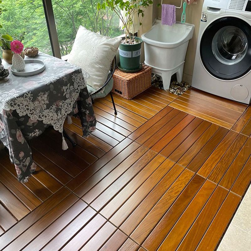 Rectangle Teak Floor Tile Water Resistant Click Lock Wooden Floor for Balcony Clearhalo 'Flooring 'Hardwood Flooring' 'hardwood_flooring' 'Home Improvement' 'home_improvement' 'home_improvement_hardwood_flooring' Walls and Ceiling' 1200x1200_2d017b5c-db5c-44d9-ac87-088ba317a74e