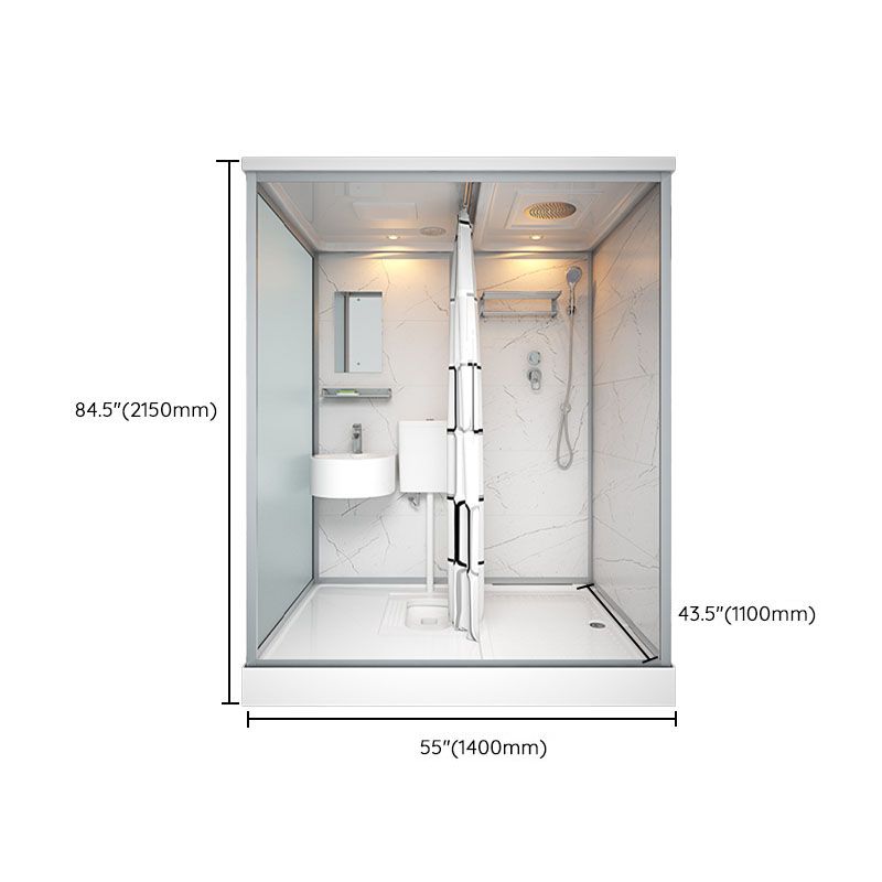 Frosted Tempered Glass Framed Shower Stall with White Base and Towel Bar Clearhalo 'Bathroom Remodel & Bathroom Fixtures' 'Home Improvement' 'home_improvement' 'home_improvement_shower_stalls_enclosures' 'Shower Stalls & Enclosures' 'shower_stalls_enclosures' 'Showers & Bathtubs' 1200x1200_2d0b2e4c-6a58-4d6d-9567-b271505d85c0