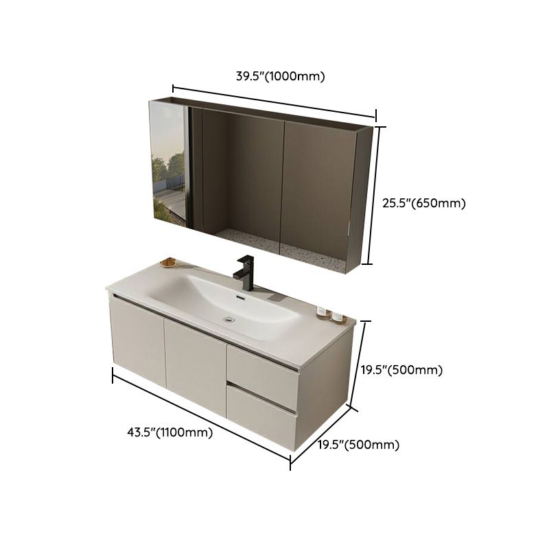 Wall Mount Bathroom Vanity Set White Wood Frame Rectangular Single Sink Scratch Resistant Clearhalo 'Bathroom Remodel & Bathroom Fixtures' 'Bathroom Vanities' 'bathroom_vanities' 'Home Improvement' 'home_improvement' 'home_improvement_bathroom_vanities' 1200x1200_2d16aad2-3002-4019-8823-f6759c1f03fd