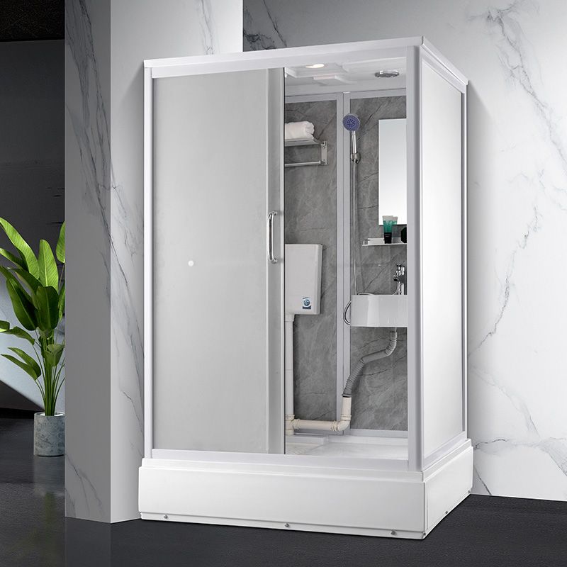 Contemporary Shower Stall Frosted Rectangle Shower Stall with Ceiling Clearhalo 'Bathroom Remodel & Bathroom Fixtures' 'Home Improvement' 'home_improvement' 'home_improvement_shower_stalls_enclosures' 'Shower Stalls & Enclosures' 'shower_stalls_enclosures' 'Showers & Bathtubs' 1200x1200_2d407312-e3ce-40d5-bdb8-0eeb2b3ce579