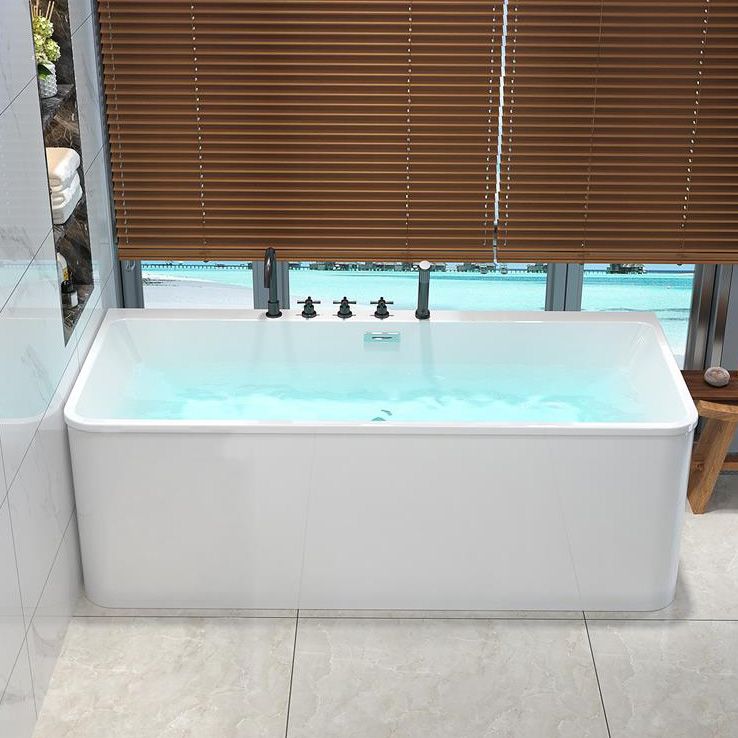 Rectangular Acrylic Modern Bathtub Stand Alone Soaking White Bath Clearhalo 'Bathroom Remodel & Bathroom Fixtures' 'Bathtubs' 'Home Improvement' 'home_improvement' 'home_improvement_bathtubs' 'Showers & Bathtubs' 1200x1200_2d7f08a6-f986-4e75-9c42-f0f4cc680967