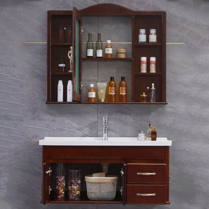 Mid Century Modern Sink Vanity Wall Mount Bathroom Vanity with Mirror Clearhalo 'Bathroom Remodel & Bathroom Fixtures' 'Bathroom Vanities' 'bathroom_vanities' 'Home Improvement' 'home_improvement' 'home_improvement_bathroom_vanities' 1200x1200_2d7f8719-1a34-4f47-862f-60b99a733417