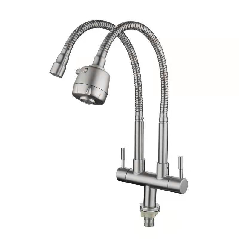 Double Handle Kitchen Faucet 2-Function Faucet with Deck Plate Clearhalo 'Home Improvement' 'home_improvement' 'home_improvement_kitchen_faucets' 'Kitchen Faucets' 'Kitchen Remodel & Kitchen Fixtures' 'Kitchen Sinks & Faucet Components' 'kitchen_faucets' 1200x1200_2d818907-4667-49ca-8f9f-013f793c6ee7