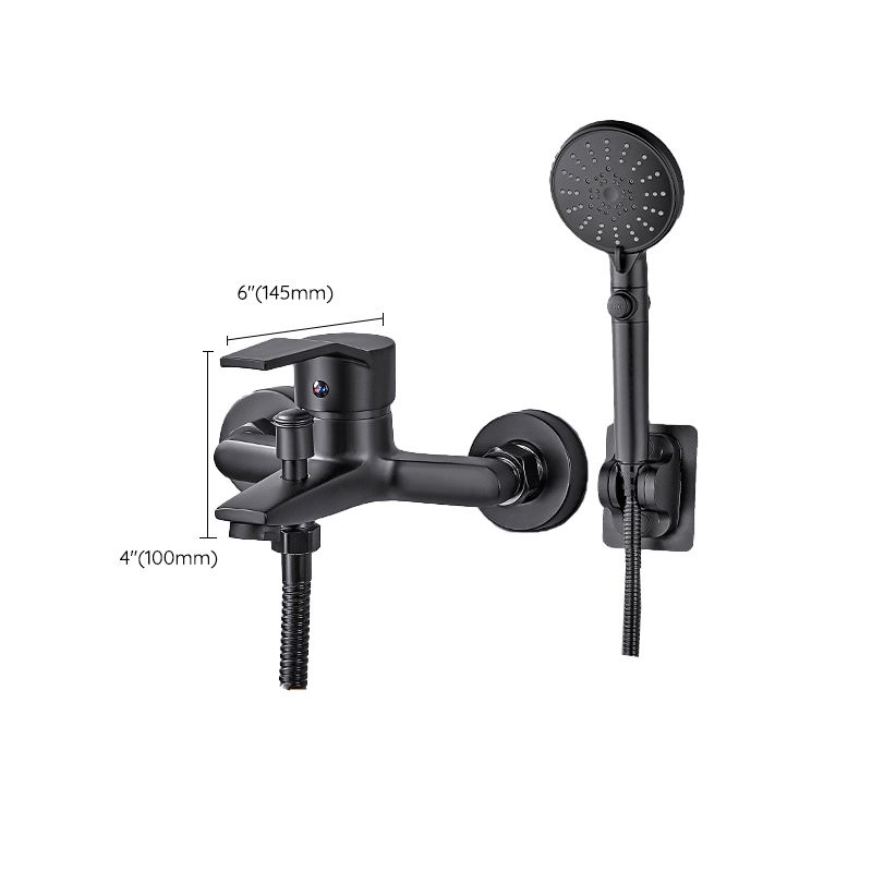 Wall Mount Fixed Bathtub Faucet Lever Handle with Hand Shower Clearhalo 'Bathroom Remodel & Bathroom Fixtures' 'Bathtub Faucets' 'bathtub_faucets' 'Home Improvement' 'home_improvement' 'home_improvement_bathtub_faucets' 1200x1200_2d99abab-9075-4d1e-8497-77da044423d7