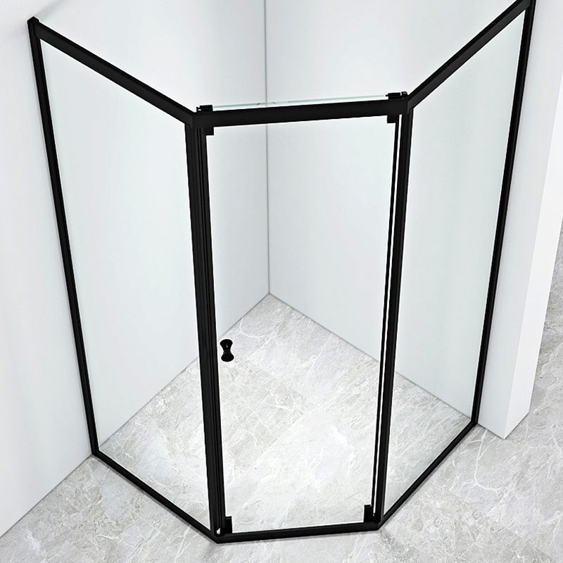 Black Framed Shower Enclosure Corner Single Sliding Shower Stall With Door Handles Clearhalo 'Bathroom Remodel & Bathroom Fixtures' 'Home Improvement' 'home_improvement' 'home_improvement_shower_stalls_enclosures' 'Shower Stalls & Enclosures' 'shower_stalls_enclosures' 'Showers & Bathtubs' 1200x1200_2da514d1-a9ef-4bc1-9787-e5c0522959da