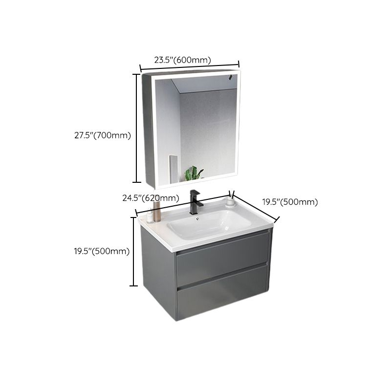 Modern Gray Vanity Sink Mirror Cabinet Wall-Mounted Bathroom Vanity Cabinet with Drawers Clearhalo 'Bathroom Remodel & Bathroom Fixtures' 'Bathroom Vanities' 'bathroom_vanities' 'Home Improvement' 'home_improvement' 'home_improvement_bathroom_vanities' 1200x1200_2df2c37a-1457-4496-8eed-0ff2f4158509