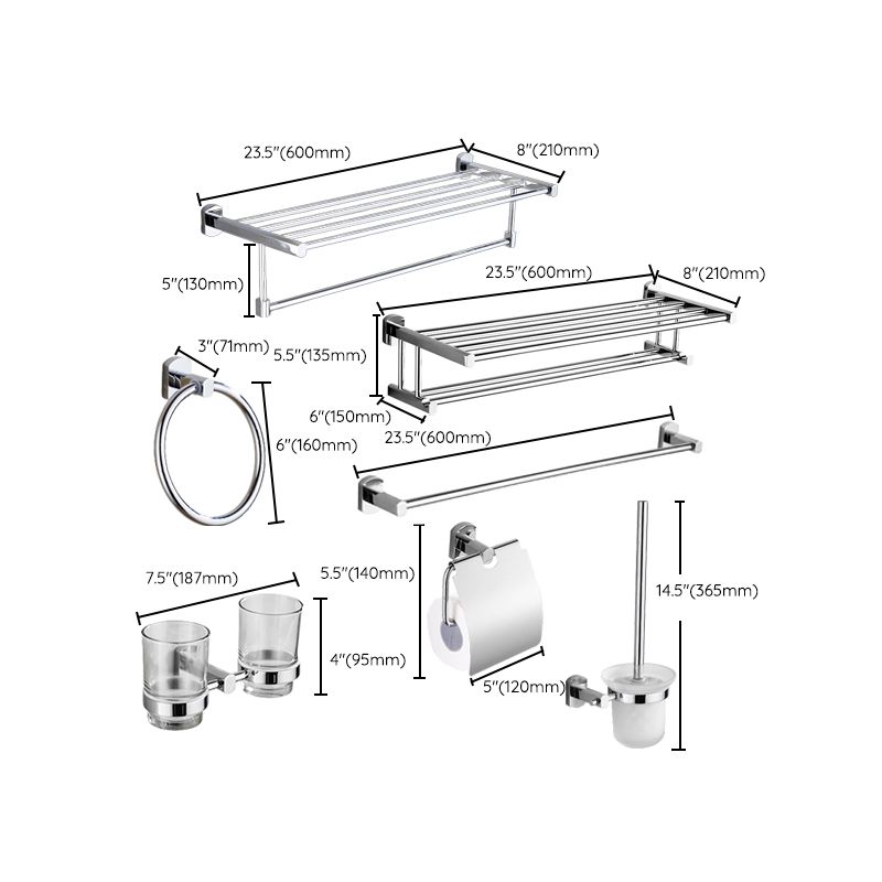Contemporary Bathroom Accessories Hardware Set In Silver Metal Clearhalo 'Bathroom Hardware Sets' 'Bathroom Hardware' 'Bathroom Remodel & Bathroom Fixtures' 'bathroom_hardware_sets' 'Home Improvement' 'home_improvement' 'home_improvement_bathroom_hardware_sets' 1200x1200_2e0b5d59-f201-4be4-b4ee-f18879945771