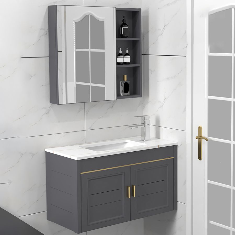 Glam Single Sink Vanity Wall Mount Metal Base Rectangular Bath Vanity Clearhalo 'Bathroom Remodel & Bathroom Fixtures' 'Bathroom Vanities' 'bathroom_vanities' 'Home Improvement' 'home_improvement' 'home_improvement_bathroom_vanities' 1200x1200_2e1376db-f862-4f6b-8b00-36c8dc66b978