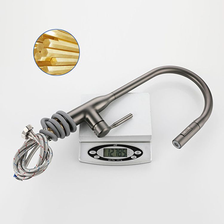 Modern Style Kitchen Faucet Copper 1-Handle Retractable High Arc Kitchen Faucet Clearhalo 'Home Improvement' 'home_improvement' 'home_improvement_kitchen_faucets' 'Kitchen Faucets' 'Kitchen Remodel & Kitchen Fixtures' 'Kitchen Sinks & Faucet Components' 'kitchen_faucets' 1200x1200_2e255af8-4c70-403a-b080-325f1b215a32