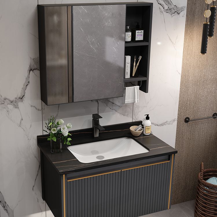 Metal Glam Bathroom Vanity Set Wall Mount Faucet Included Bathroom Vanity Clearhalo 'Bathroom Remodel & Bathroom Fixtures' 'Bathroom Vanities' 'bathroom_vanities' 'Home Improvement' 'home_improvement' 'home_improvement_bathroom_vanities' 1200x1200_2e260c31-6553-455d-a963-016e051e819b