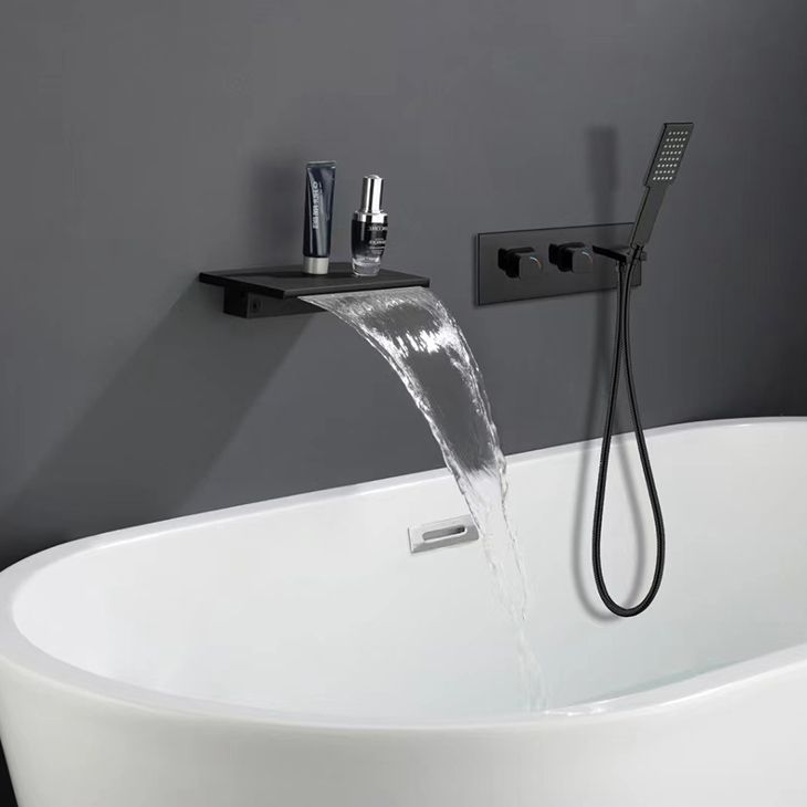 Deck Mounted Copper Roman Tub Faucet Waterfall Low Arc Roman Tub Faucet Clearhalo 'Bathroom Remodel & Bathroom Fixtures' 'Bathtub Faucets' 'bathtub_faucets' 'Home Improvement' 'home_improvement' 'home_improvement_bathtub_faucets' 1200x1200_2e2c615b-f558-40a2-8221-5eb84c19242b