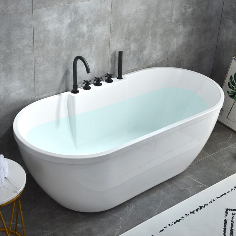Stand Alone Oval Bath Acrylic Soaking White Modern Center Bathtub Clearhalo 'Bathroom Remodel & Bathroom Fixtures' 'Bathtubs' 'Home Improvement' 'home_improvement' 'home_improvement_bathtubs' 'Showers & Bathtubs' 1200x1200_2e42a285-9938-4432-b289-c4df97b12c0b