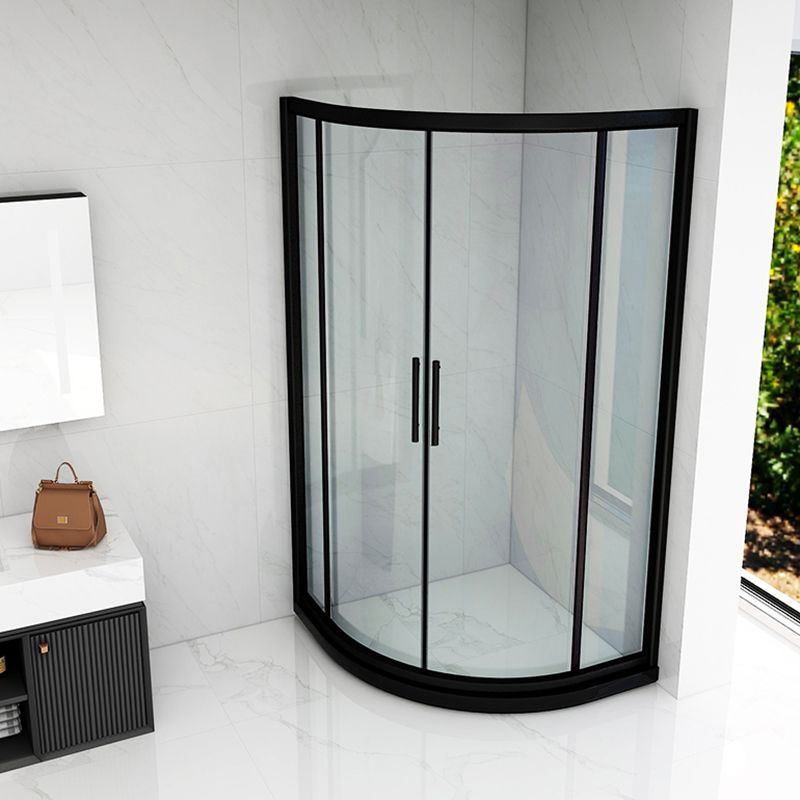 Easy Clean Glass Shower Enclosure Black Neo-Angle Shower Kit Clearhalo 'Bathroom Remodel & Bathroom Fixtures' 'Home Improvement' 'home_improvement' 'home_improvement_shower_stalls_enclosures' 'Shower Stalls & Enclosures' 'shower_stalls_enclosures' 'Showers & Bathtubs' 1200x1200_2e5fc39c-d573-48d8-934a-6249c4e57bd0
