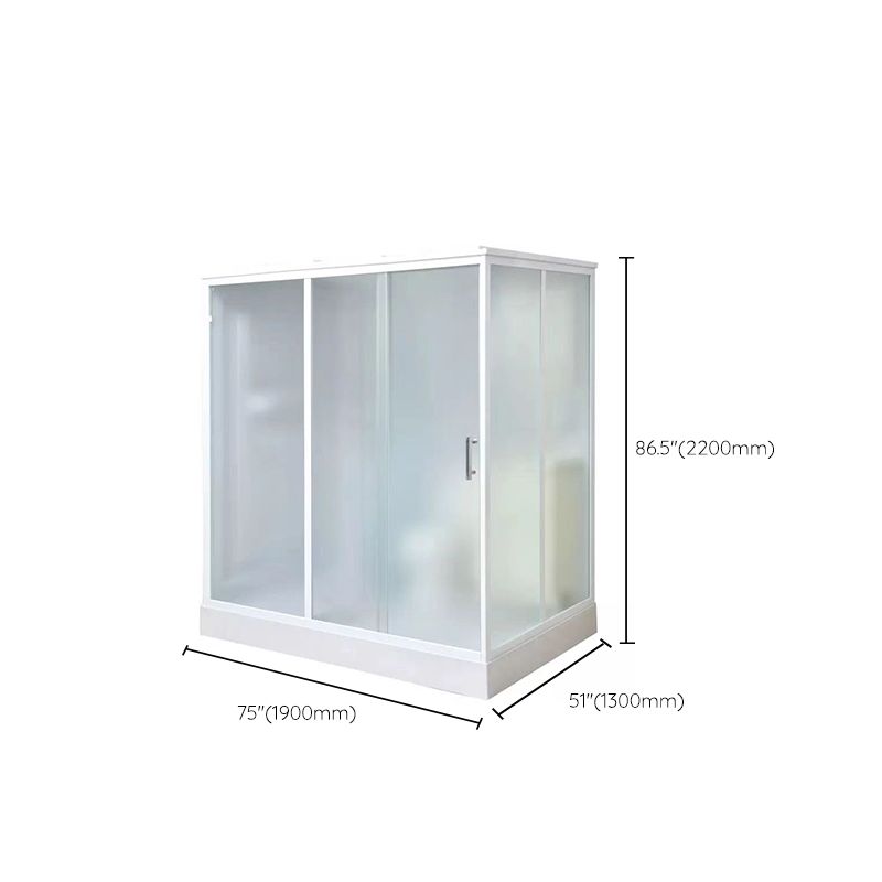 Modern Shower Stall Frosted Single Sliding Shower Stall in White Clearhalo 'Bathroom Remodel & Bathroom Fixtures' 'Home Improvement' 'home_improvement' 'home_improvement_shower_stalls_enclosures' 'Shower Stalls & Enclosures' 'shower_stalls_enclosures' 'Showers & Bathtubs' 1200x1200_2e64b05d-54d0-49e4-bc9d-0a3da6ac2e07