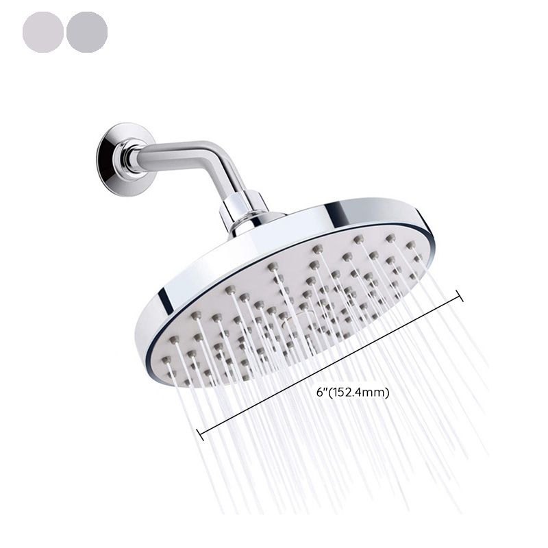 Round Fixed Shower Head Silver Single Spray Wall-Mount Shower Head Clearhalo 'Bathroom Remodel & Bathroom Fixtures' 'Home Improvement' 'home_improvement' 'home_improvement_shower_heads' 'Shower Heads' 'shower_heads' 'Showers & Bathtubs Plumbing' 'Showers & Bathtubs' 1200x1200_2e6a4af7-64b1-4744-ad7e-d6a5acbdb68a