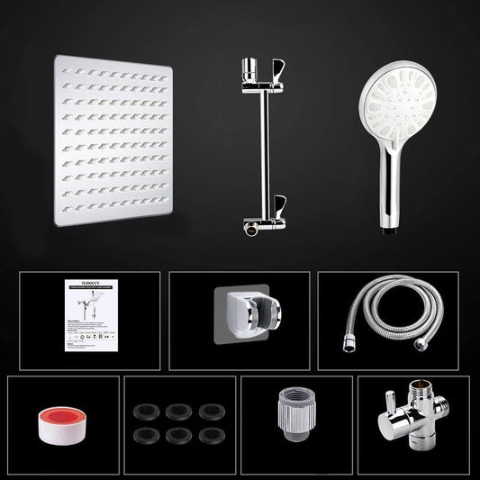 Modern Dual Shower Head Square High Arch Shower Head in Silver Clearhalo 'Bathroom Remodel & Bathroom Fixtures' 'Home Improvement' 'home_improvement' 'home_improvement_shower_heads' 'Shower Heads' 'shower_heads' 'Showers & Bathtubs Plumbing' 'Showers & Bathtubs' 1200x1200_2e718aac-35e8-49d8-a5f1-770ccdfe289f
