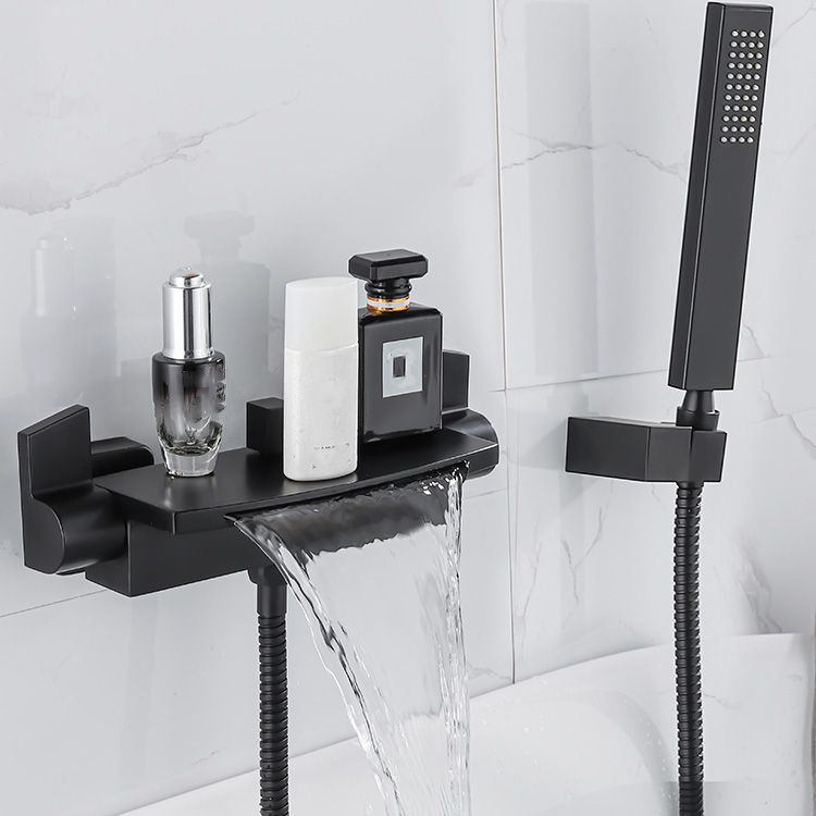 Two Handle Bathroom Faucet Wall Mounted Fixed Tub Faucet Trim Clearhalo 'Bathroom Remodel & Bathroom Fixtures' 'Bathtub Faucets' 'bathtub_faucets' 'Home Improvement' 'home_improvement' 'home_improvement_bathtub_faucets' 1200x1200_2e86b8e2-eb1a-42ce-9ea2-2362011afe79