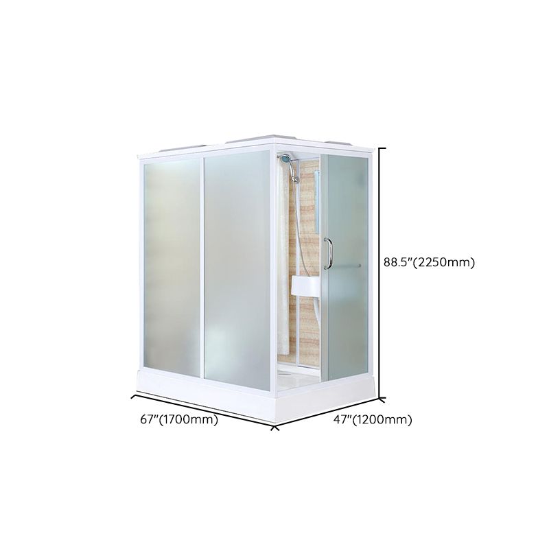 White Shower Stall Framed Single Sliding Rectangle Shower Kit Clearhalo 'Bathroom Remodel & Bathroom Fixtures' 'Home Improvement' 'home_improvement' 'home_improvement_shower_stalls_enclosures' 'Shower Stalls & Enclosures' 'shower_stalls_enclosures' 'Showers & Bathtubs' 1200x1200_2e982a5e-cfc3-4dcb-b0e1-d3147a34b187