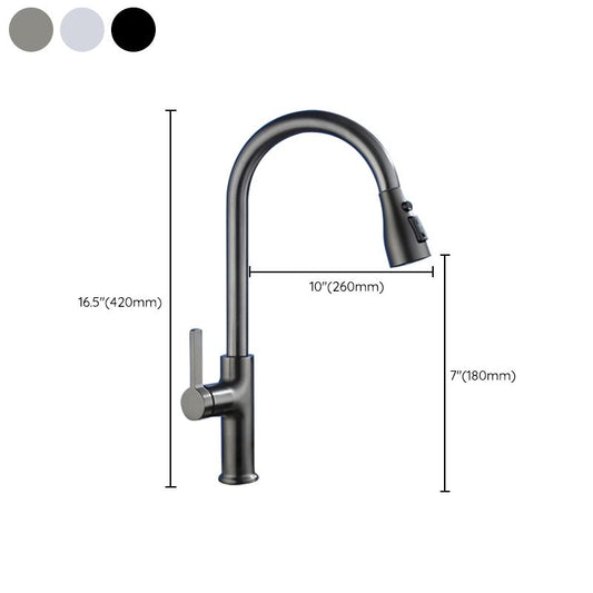 Contemporary Retractable Kitchen Faucet Copper 1-Handle High Arc Kitchen Faucet Clearhalo 'Home Improvement' 'home_improvement' 'home_improvement_kitchen_faucets' 'Kitchen Faucets' 'Kitchen Remodel & Kitchen Fixtures' 'Kitchen Sinks & Faucet Components' 'kitchen_faucets' 1200x1200_2ea15cf2-3abf-4120-b440-80e26f0f3b8c